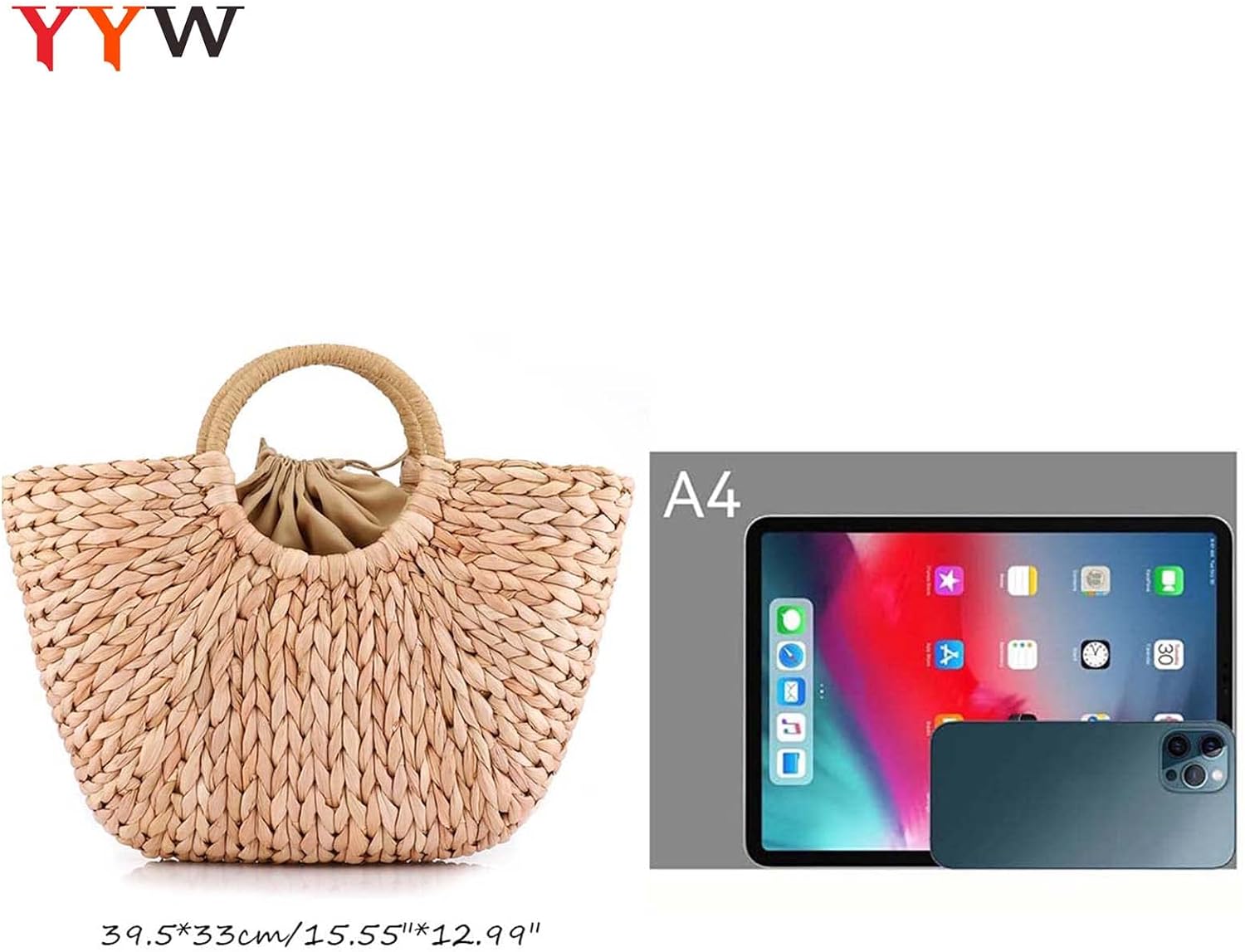 Summer Rattan Bag for Women Straw Hand-woven Top-handle Handbag Beach Sea Straw Rattan Tote Clutch Bags