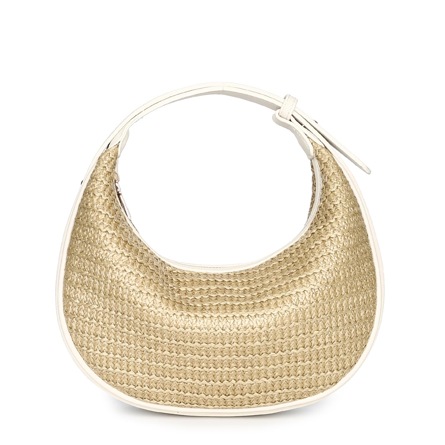 Herald Straw Crossbody Bag for Women Beach Woven Hobo Handbag Summer Chic Crescent Shoulder Purses with Adjustable Strap