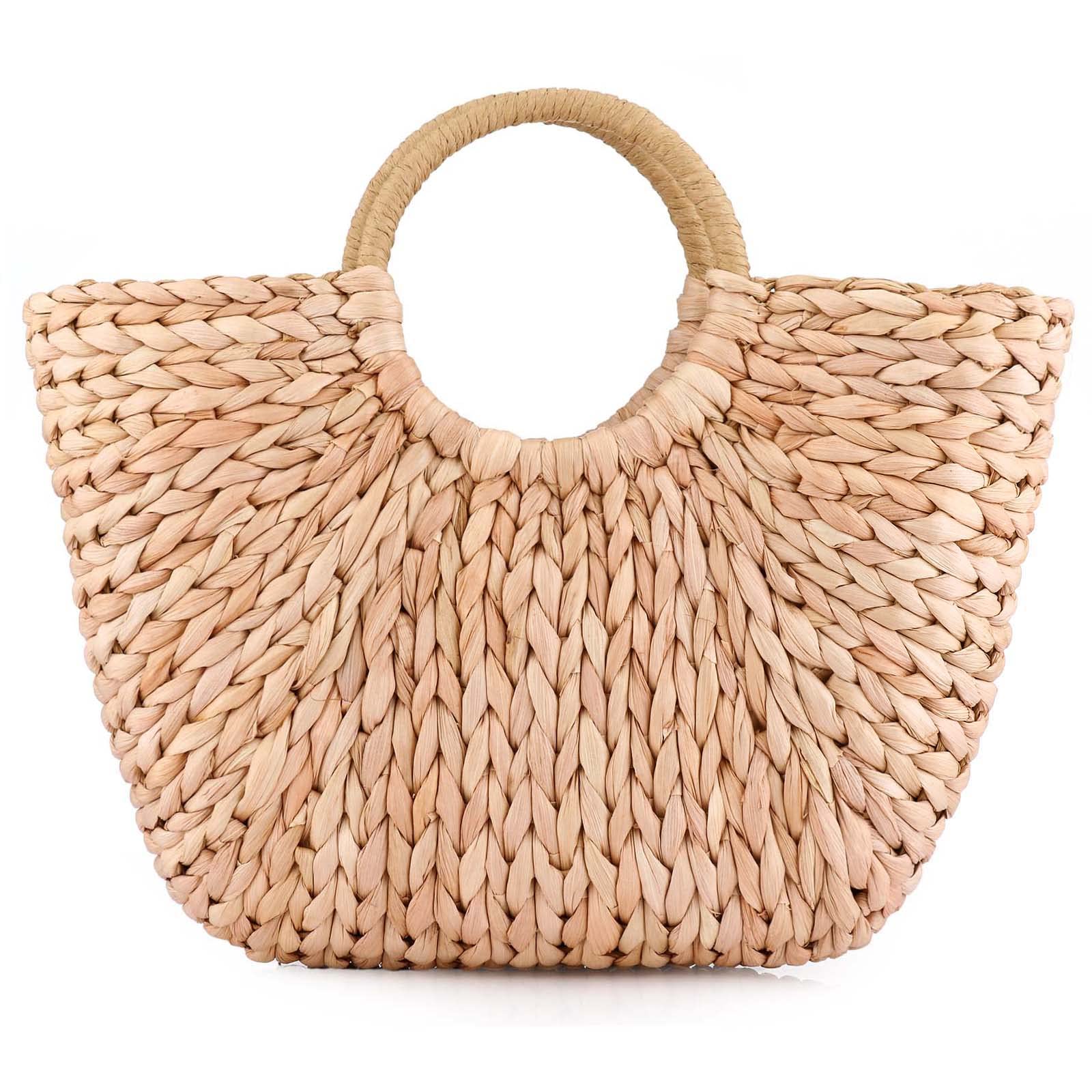 Summer Rattan Bag for Women Straw Hand-woven Top-handle Handbag Beach Sea Straw Rattan Tote Clutch Bags