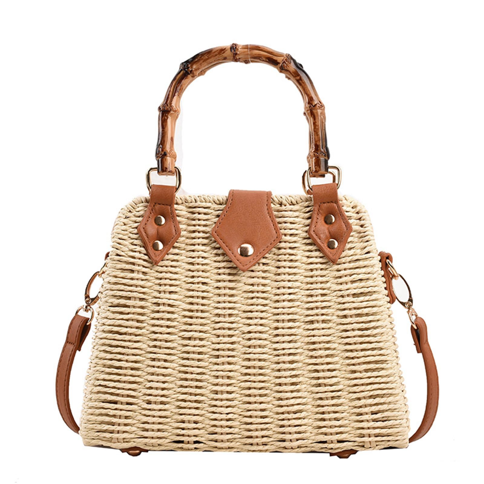 Straw Purses for Women Trendy Summer Woven Tote Bag Straw Basket Crossbody Wicker Purses and Handbags with Bamboo Handle | Trendy, Summer, Woven, Straw Basket, with Bamboo Handle