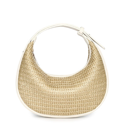 Herald Straw Crossbody Bag for Women Beach Woven Hobo Handbag Summer Chic Crescent Shoulder Purses with Adjustable Strap