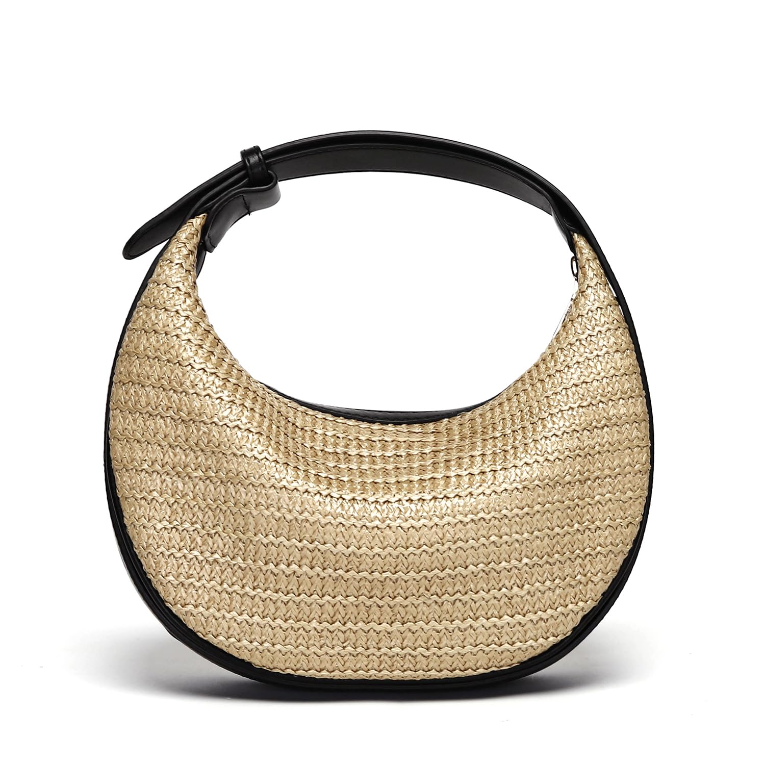Herald Straw Crossbody Bag for Women Beach Woven Hobo Handbag Summer Chic Crescent Shoulder Purses with Adjustable Strap