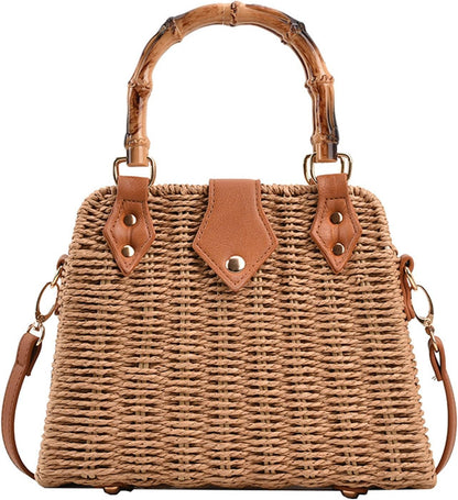 Straw Purses for Women Trendy Summer Woven Tote Bag Straw Basket Crossbody Wicker Purses and Handbags with Bamboo Handle | Trendy, Summer, Woven, Straw Basket, with Bamboo Handle
